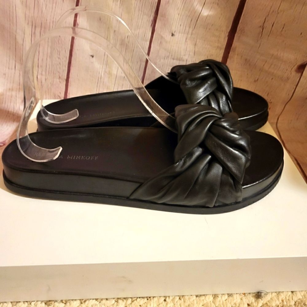Rebecca Minkoff "Valeraine" Black Buttery Soft Leather Slide Sandals Sz.10 $295 - Picture 6 of 9